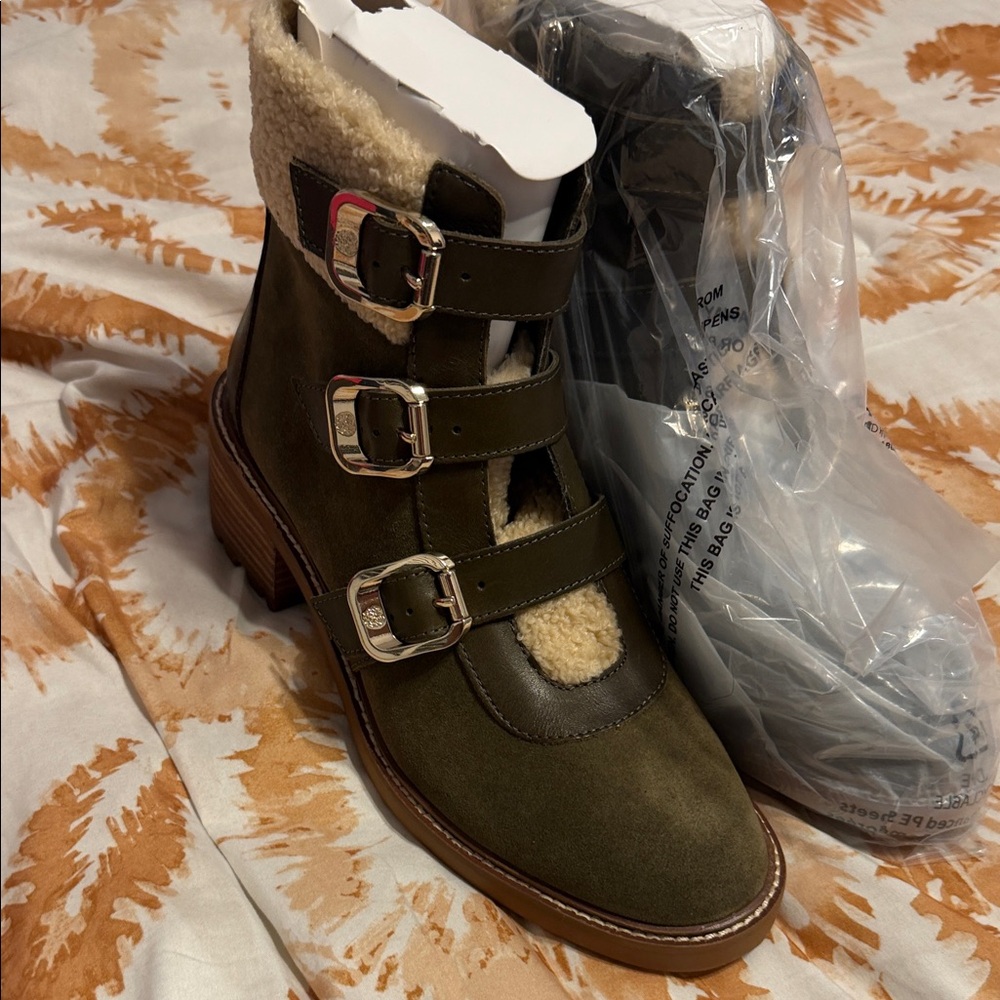 Vince Camuto Olive Triple Buckle Boots